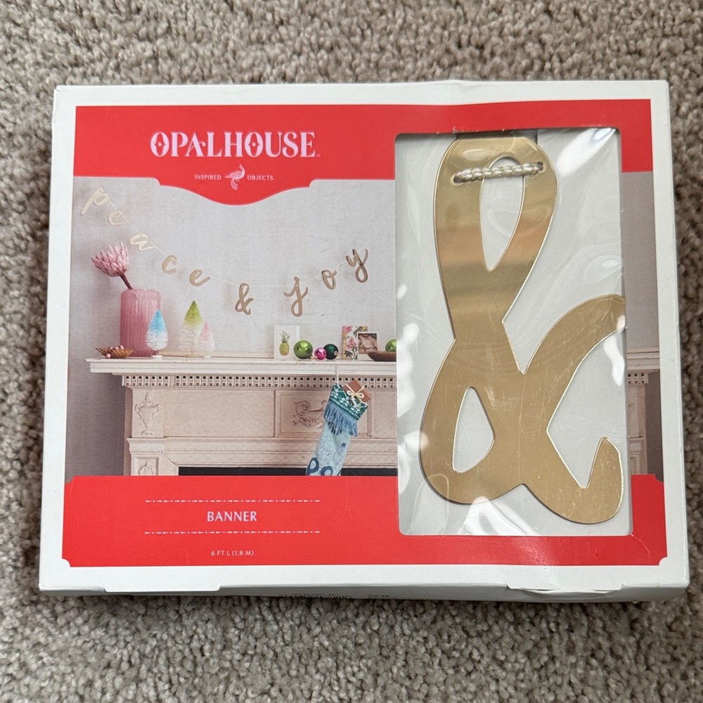 Brand New Opalhouse Gold Peace and Joy Banner